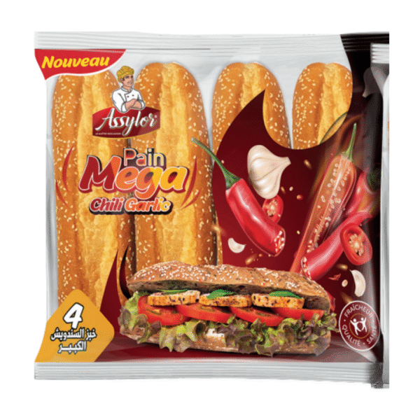 Pain Méga Sandwich Chili Garlic – 4 pièces – Assylor
