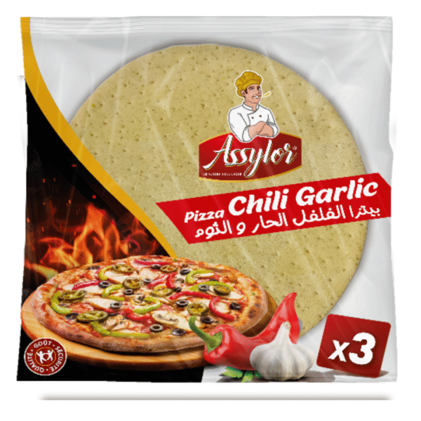 PÂTE À PIZZA CHILI GARLIC – 3 PIÈCES – ASSYLOR